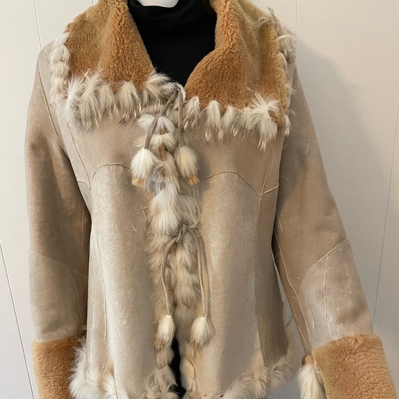 Caramel and beige with suede Jacket - Picture 1 of 10